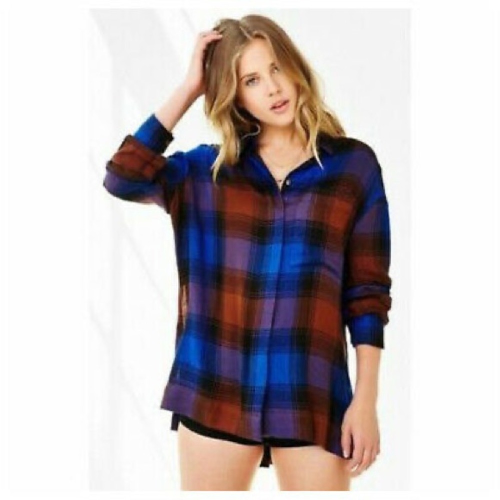 BDG UO Blue & Orange Flannel
